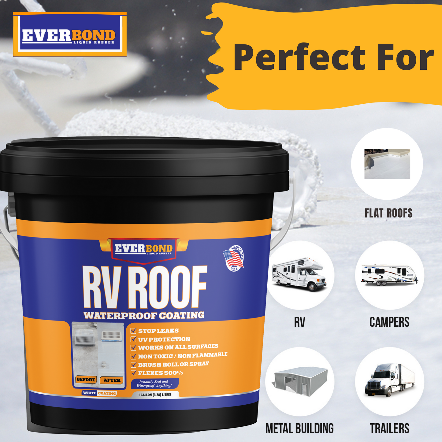 Everbond 1 Gallon RV Roof Coating — Stop Leaks, Prevent Rot, Skip the $5,000 Replacement