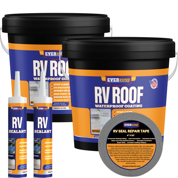 Everbond RV Roof Waterproof Coatings - RV Roof Sealant - Solar Reflective Sealant, for Trailers, Campers, Roof Repairs, and Leak Repairs. Easy to Appl